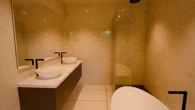 The guest bath — the Family House, a house modelled by Noble's Crest (rendered illustration).